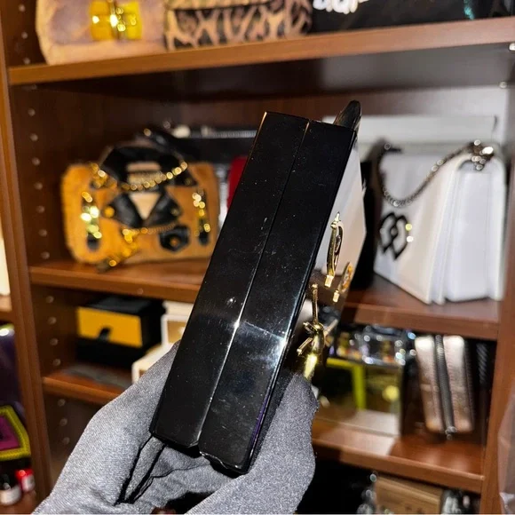 Charlotte Olympia Black Cat Handbag with Gold Accents - Picture 8 of 13